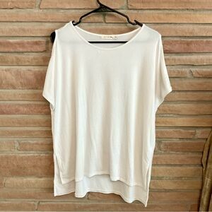 Rag & Bone Split Sleeve Relaxed Tunic Tee White Medium